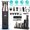 All In One Beard Trimmer for Men With 5 Trimmer Heads IPX5 Waterproof Electric Razor For Face Nose Body Beard Cordless Hair Shaver Clipper Grooming Ki