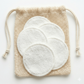Reusable Facial Round Pads - 5 Pack Super Soft Bamboo Cotton Makeup Remover Cloths with Drawstring Laundry Bag