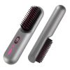 Cordless Negative Ion Hair Straightener Brush Rechargeable Mini Styling Comb with 12 Heating Levels Anti-scald 30S Preheating 30Mins Auto Sleep LCD Di