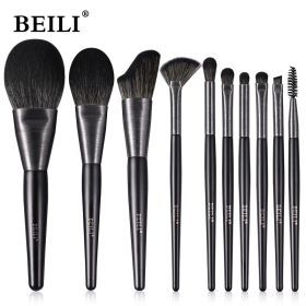 Baili 10pcs Rose Gold Tube Synthetic Hair Vegan Luxury Makeup Brush Set Contour Blush Brush Set (Option: MC10)