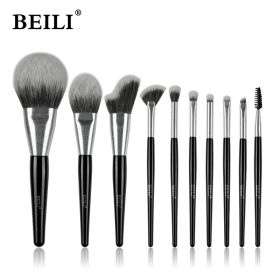 Baili 10pcs Rose Gold Tube Synthetic Hair Vegan Luxury Makeup Brush Set Contour Blush Brush Set (Option: MD10)