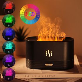 Upgraded Flame Diffuser DQ701A 180ml Aromatherapy Oil Diffuser Ultrasonic Cool Mist Diffuser with Waterless Auto Shut-Off Protection; 5 Color Fla (Color: black)