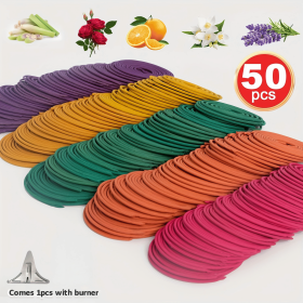 50pcs Spiral Incense, Lemongrass, Rose, Jasmine, Lavender Orange Aromatherapy Coils, Burning Time 3-4 Hours Suitable for Air Purification, Yoga (Style: 50PCS MIX SMELL)