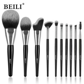 Baili 10pcs Rose Gold Tube Synthetic Hair Vegan Luxury Makeup Brush Set Contour Blush Brush Set (Option: MB10)